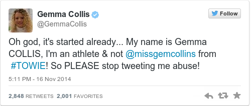 Tweet by @Gemma Collis