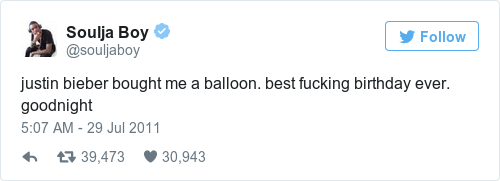 Tweet by @Soulja Boy