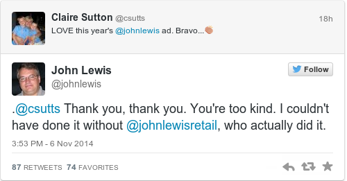 Tweet by @John Lewis