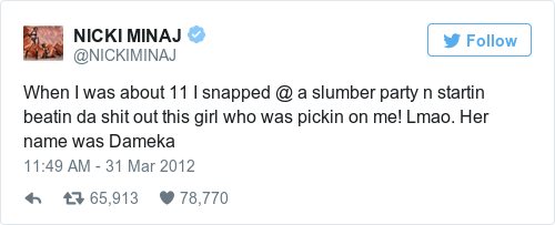 Tweet by @NICKI MINAJ