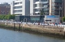 VIDEO: People jump off restaurant rooftop into Liffey