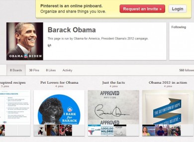 Obama's Pinterest page. 