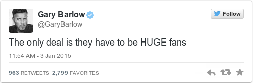 Tweet by @Gary Barlow
