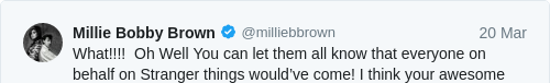 Tweet by @Gaten Matarazzo