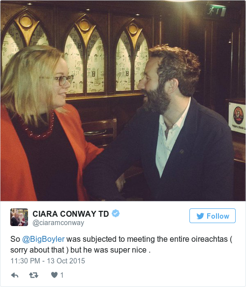 Tweet by @CIARA CONWAY TD