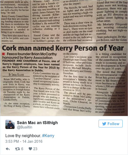 Tweet by @Seán Mac an tSíthigh