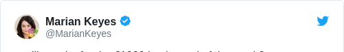 Tweet by @Marian Keyes