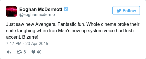 Tweet by @Eoghan McDermott