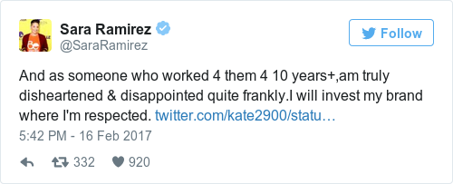 Tweet by @Sara Ramirez