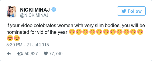 Tweet by @NICKI MINAJ