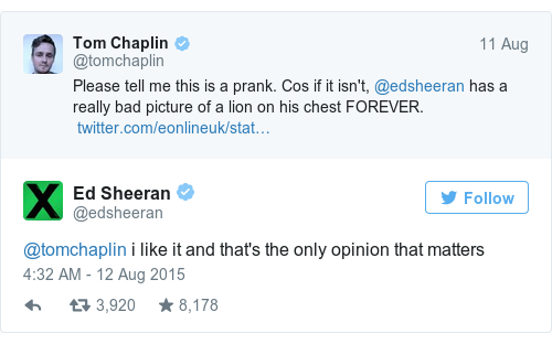 Tweet by @Ed Sheeran