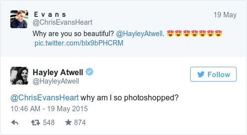 Tweet by @Hayley Atwell