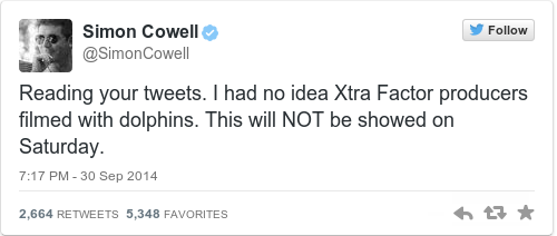 Tweet by @Simon Cowell