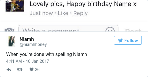 Tweet by @Niamh