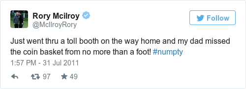 Tweet by @Rory Mcilroy