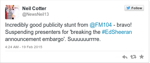 Tweet by @Neil Cotter