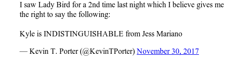Tweet by @Kevin T. Porter