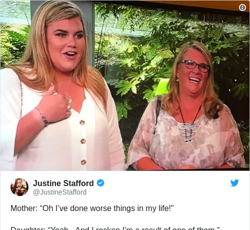 Tweet by @Justine Stafford