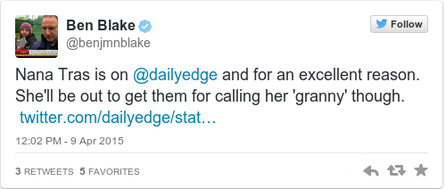 Tweet by @Ben Blake