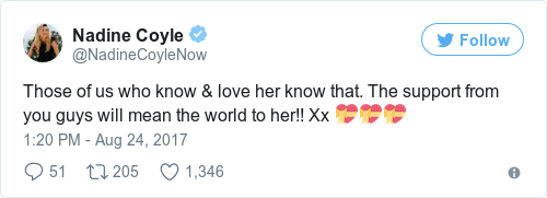 Tweet by @Nadine Coyle