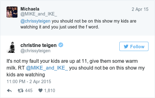 Tweet by @christine teigen