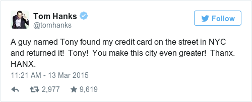Tweet by @Tom Hanks