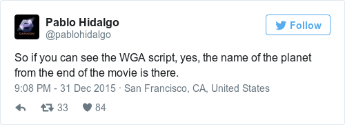 Tweet by @Pablo Hidalgo