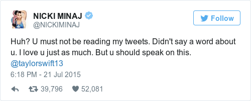 Tweet by @NICKI MINAJ