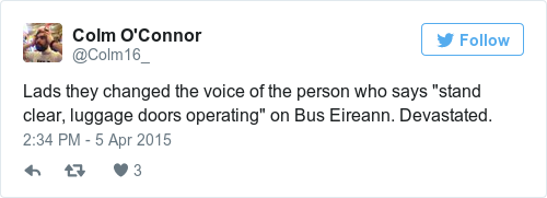 Tweet by @Colm O'Connor
