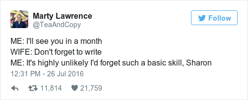Tweet by @Marty Lawrence