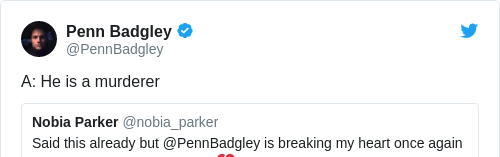 Tweet by @Penn Badgley