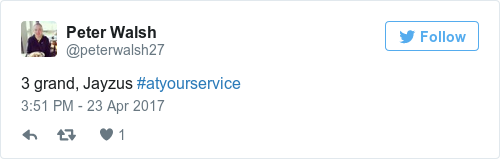 Tweet by @Peter Walsh