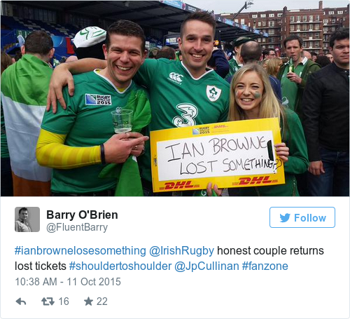 Tweet by @Barry O'Brien