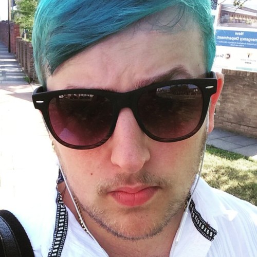 Keepin in 100 on a working Saturday. #merman #mermanhair #bluehair #BallLikeMe #work #saturday #morning