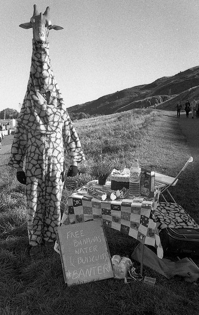 Hosted by imgur.com This guy dresses up as a giraffe and carries out random acts of kindness towards people across Scotland.