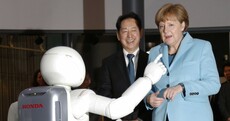 Angela Merkel had an uncomfortable encounter with a dancing robot today