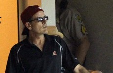 Charlie Sheen takes batting practice with Diamondbacks