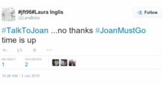 #talktojoan is trending in Ireland... but not in a good way
