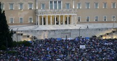 Thousands of people are rallying in the centre of Athens right now