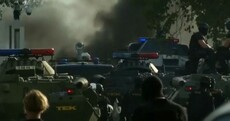 Chaos as Hungarian police fire tear gas and water cannon at migrants