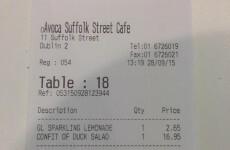 This whopper lunch receipt from a Dublin café has raised some eyebrows