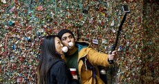This wall is having 20 years' worth of chewing gum power hosed off of it