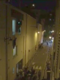 Chilling video shows people clinging to windows as Bataclan gunmen open fire