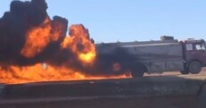 Dramatic footage claims to show aftermath of Russia bombing Islamic State oil trucks