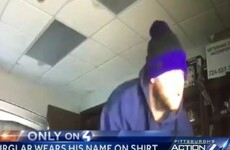 Burglar caught after robbing office while wearing shirt with his name written on it