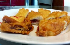 This Dublin chipper has been selling deep fried jam sandwiches today