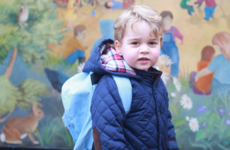 Britain's Prince George looks only delighted on his first day at school