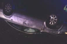 Driver flees scene after rolling car onto its roof