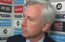 Alan Pardew gave a tense interview after Palace's late loss to Liverpool yesterday