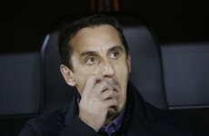 Gary Neville sent off as Valencia bow out of Europa League